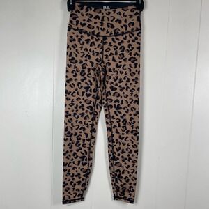 IVL Collective Leopard Print High Waist Leggings Women Size 2 Tan Black Athletic